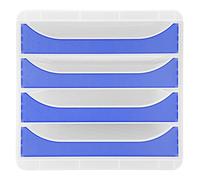 Exacompta - Ref. 310360D BIG-BOX Chromaline - Caja de 4 cajones para tamaño A4+ - Dimensiones exteriores: profundidad 34,70 x ancho 27,80 x alto 26,70 cm - Cristal/azul real translúcido