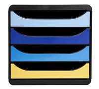 Exacompta, caja con cajones "Bee" azul, modelo 3104202D, con 4 cajones de colores