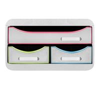 Exacompta - Ref. 311913D SMALL-BOX MINI 3 cajones - 1 cajón para documentos en formato A4+ - 2 cajones finos para utensilios pequeños - Dimensiones 347 x 278 x 130 mm - Blanco/Arlequino/Blanco