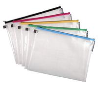 Exacompta - Ref. 34160E - Cartón de 10 fundas con cremallera ZIP - Hecho de PP suave y resistente para guardar suministros y accesorios de belleza - Tamaño clasificado A3-5 colores surtidos