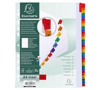 Exacompta - Ref. 4131E - Caja de 10 separadores de tarjeta blanca FSC® 160 g/m2 con 31 fichas impresas digitales de 1 a 31 en color - Página de indexación imprimible - Tamaño máximo A4