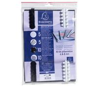 Exacompta - Ref. 42844E - Caja de 5 kits de presentación encuadernación en espiral para respaldo de 10 a 40 hojas A4-25 peines 6 mm negros -25 peines 8 mm blancos -50 planos PVC -50 platos cubierta