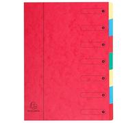 Exacompta - Ref. 5107E HARMONIKA - Caja de 8 clasificadores, sin gomas y ventanas impresas, cubierta de tarjeta brillante, respaldo extensible - 7 compartimentos - para A4 - Dim 24,5 x 32 cm - rojo