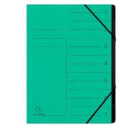 Exacompta - Ref. 540703E - Caja de 10 clasificadores, con gomas - cubierta impresa en tarjeta brillante e interior en tarjeta reciclada negra - 7 compartimentos - 24,5 x 32 cm - para A4 - verde