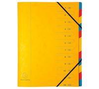Exacompta - Ref. 54129E - Caja de 8 clasificadores de espalda grapados con gomas - cubierta impresa en tarjeta brillante e interior en tarjeta reciclada - 12 compartimentos - dim 24,5 x 32 cm - para
