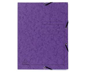 Exacompta - Ref. 55408E - Cartón de 25 carpetas con elástico impreso, bolsillos con 3 solapas, en tarjeta brillante de 355 g/m2, tamaño 24 x 32 cm, para documentos A4, color morado