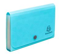 Exacompta - Ref. 55499E Pop'N Co - Caja de 6 clasificadores, maletín de pocket (PP reciclado 5/10 ª e interior de PP, 6 compartimentos, cierre con botón a presión, 18 x 11 cm, color cian