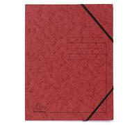 Exacompta - Ref. 555415E - Cartón de 25 camisas elásticas sin solapa impresas - bolsillos de tarjeta brillante de 355 g/m² - Medidas 24 x 32 cm para documentos en formato A4 - color rojo
