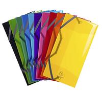 Exacompta - Ref. 55770E - Cartón de 10 camisas elásticas Iderama PP - bolsillos con 3 solapas - de PP semitranslúcido y brillante - Tamaño 12 x 23,5 cm para documentos en formato horizontal - Colores