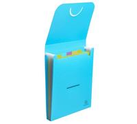 Exacompta - Ref. 55799E Pop'N Co - 1 Clasificador de maleta vertical - Cubierta e interior de PP reciclado - 6 compartimentos - Incluye 2 tablas de etiquetas - Dim 25,5 x 30,5 cm - Color cian