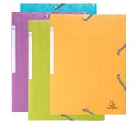 Exacompta - Ref. 55990E - Paquete de 4 carpetas elásticas Pop'NCo - bolsillos con 3 solapas - polipropileno reciclado - dimensiones 24 x 32 cm para documentos en formato A4 - colores surtidos