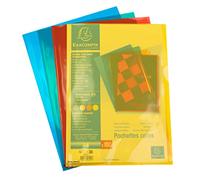 Exacompta - Ref. 56121E - Bolsa de 100 fundas para esquinas - Polipropileno liso de calidad - Grosor ultra grueso 12/100º - Tamaño A4-4 multicolor