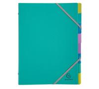 Exacompta - Ref. 56193E Forever Young - Caja de 8 clasificadores, 3 solapas con gomas - cubierta e interior de polipropileno reciclado - 8 compartimentos - dim 25 x 32 cm - para tamaño A4 - turquesa