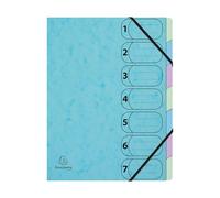 Exacompta - Ref. 56560E HARMONIKA Aquarel - Caja de 8 clasificadores, con elásticos y ventanas impresas, respaldo extensible, cubierta de tarjeta brillante, 7 compartimentos - 24,5 x 32 cm - A4 -