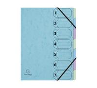 Exacompta - Ref. 56562E - Caja de 8 clasificadores Harmonika con gomas 7 compartimentos Aquarel A4 - Azul pastel