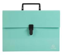 Exacompta - Ref. 56763E - Caja de 4 clasificadores, maleta con asa Aquarel, fuelles reforzados multicolores, cierre con botón clip - 18 compartimentos - dim 32 x 24 cm - para A4 - verde pastel