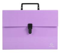 Exacompta - Ref. 56765E - Caja de 4 clasificadores, maleta con asa Aquarel, fuelles reforzados multicolores, cierre con botón clip - 18 compartimentos - dim 32 x 24 cm - para A4 - color morado