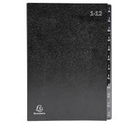 Exacompta - Ref. 57012E Ordonator - Caja de 12 clasificadores, tapa dura, interior en tarjeta reciclada, pestañas plastificadas digitales de 1 a 12 - 12 compartimentos - Dim 25 x 33 cm - para A4 -