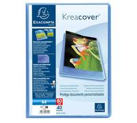 Exacompta - Ref. 5742E Kreacover Chromaline - Cartón de 10 protectores de documentos (40 fundas de cristal liso, 80 vistas, para A4, 24 x 32 cm), color azul