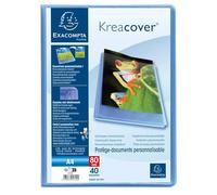 Exacompta - Ref. 5762E Kreacover Chromaline - Cartón de 10 protectores de documentos (60 fundas de cristal liso, 120 vistas, para A4, 24 x 32 cm), color azul