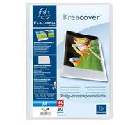 Exacompta - Ref. 5788E Kreacover Chromaline - Cartón de 8 protectores de documentos (80 fundas de cristal liso), 160 vistas, para A4, 24 x 32 cm, tapa de polipro semirrígido, incoloro