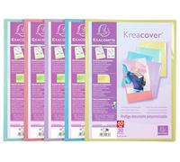 Exacompta - Ref. 5839E Kreacover Pastel - Caja de 10 fundas de documentos personalizable (30 fundas de cristal liso, 60 vistas, para A4, 24 x 32 cm, tapa de polipro semirrígida)