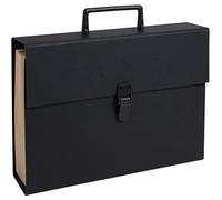 Exacompta - Ref 58421E - Estuche expandible multiparte con asa, tamaño 385 x 250 mm, ideal para documentos tamaño A4, 20 secciones con pestañas, capacidad para 1000 hojas - Negro