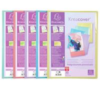 Exacompta - Ref. 5859E Kreacover Pastel - Caja de 10 fundas de papel personalizable (50 fundas de cristal liso, 100 vistas, para A4, 24 x 32 cm, tapa de polipro semirrígida)