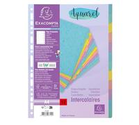 Exacompta - Ref. 7712E - Separadores Aquarel - en cartulina brillante de 400 g/m2-12 pestañas neutras - Formato de archivo A4 - página de índice incluida - Certificado FSC - Colores surtidos