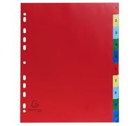 Exacompta - Ref. 84E - Caja de 20 separadores de polipropileno con 10 fichas impresas digitales de 1 a 10 en color - Página de indexación ineludible - Tamaño máximo A4-24,5 x 29,7 cm