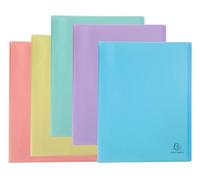 Exacompta - Ref. 88670E - Cartón de 8 protectores de documentos Chromaline Pastel, 60 fundas de cristal liso, 120 vistas, A4, 24 x 32 cm, cubierta de polipro reciclado translúcido, colores surtidos