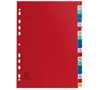Exacompta - Ref. 94E - Caja de 20 separadores de polipropileno con 20 pestañas impresas alfabéticas de la A a la Z en color - Página de indexación inquebrantable - Tamaño A4-22,5 x 29,7 cm