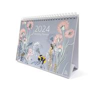 Exacompta - Ref GS037Z - Calendario de escritorio/planificador mensual de 2024, diseño de abeja, mes por página, incluye días festivos del Reino Unido, 210 mm x 150 mm, se mantiene de forma segura en