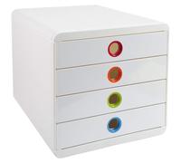 Exacompta, sistema de archivado Pop-Box con 4 cajones, color blanco/diseño a cuadros, modelo 314398D