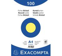 Exacompta, tarjetas de índice, modelo 10326E, formato DIN A4, en blanco, color amarillo, 100 unidades por paquete.