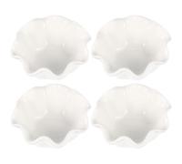 EXAOMBLE 4 Platos de Cerámica Blancos Colocación Estable Diseño de Hoja de Loto Fáciles de Limpiar para Postres y Frutos Secos
