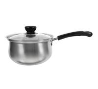 EXAOMBLE Cacerola de Acero Inoxidable para Sopa y Alimentos para Bebés Tapa de Vidrio, Superficie Lisa y Fácil de Limpiar, Adecuado para Cocinar y Hornear