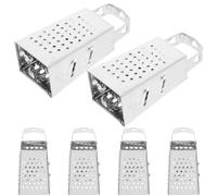 EXAOMBLE Rallador de Queso Plata de Acero Inoxidable 6 Piezas Mini de 4 Caras, Rallador de Caja para Triturar y Rallar Grueso Ajo y Zanahorias, Uso en Cocina y Hogar