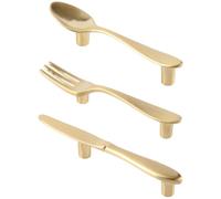 EXCEART 3 Piezas Tiradores de Cajón Elegantes de Aleación de Zinc Dorada | Forma Cuchara, Cuchillo y Tenedor, Acabado Delicado y Suave, Estilo Artístico para Armarios y Muebles