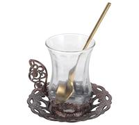 EXCEART Juego de Taza de Café y Té de Transparente con Platillo y Cuchara de Transparente Diseño con Líneas Elegantes, Fácil de Limpiar y Resistente para Servir Café o Sopa