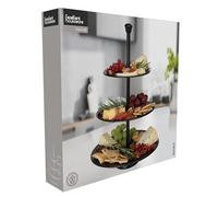 Excellent Houseware Patera metálica con 3 niveles Ø 25 Negro