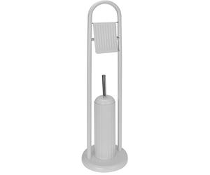 Excellent Houseware Soporte de cepillo de limpieza de inodoro de metal y juego de rollo de papel (blanco)