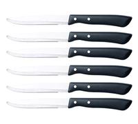 Excelsa Blister-Juego de 6 Cuchillos de Carne Acero Inoxidable, Color Plateado y Negro