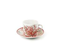 Excelsa Coral - Juego de 6 tazas de café con platillo, porcelana, multicolor