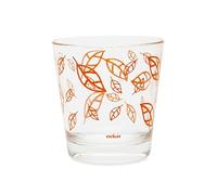 Excelsa Enjoy - Juego de 6 vasos de cristal con diseño de hojas, color naranja