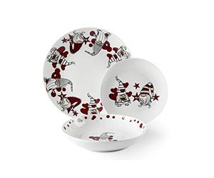 Excelsa Gnome Sweet Home - Juego de platos de 18 piezas, porcelana