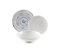 Juego de vajilla Excelsa, 18 piezas, colección Hanami, porcelana blanca y azul