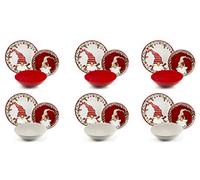 Conjunto de vajilla Excelsa, 18 piezas, diseño "Holly Gnomo", porcelana y loza de colores