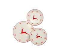 Juego de mesa de 18 piezas, Excelsa, colección Nordic Christmas, porcelana blanca