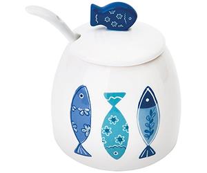 Excelsa Ocean formaggera/azucarero, 200 ml, cerámica, Blanco/Azul